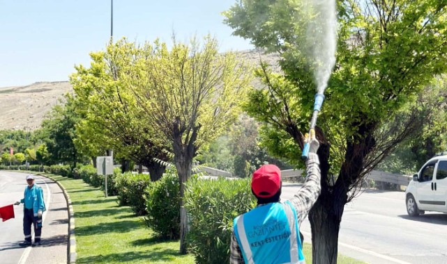 Gaziantep'te yeşil alanlar ilaçlanıyor
